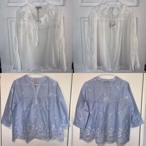 NWT Hayden Los Angeles LOT OF 2 Lightweight Blouses Size M Flowy Eyelets Lace